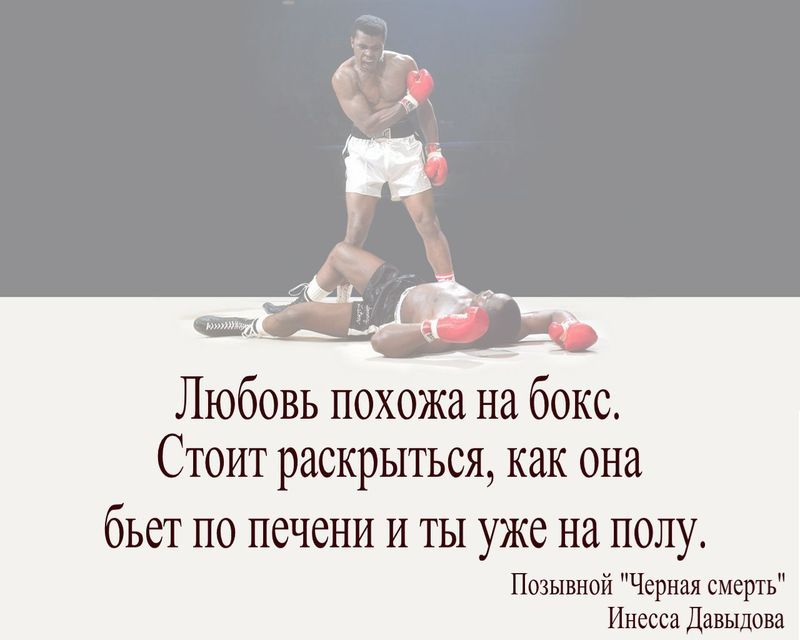 Любовь похожа на бокс. Стоит раскрыться, как она бьет по печени -  и ты на полу.